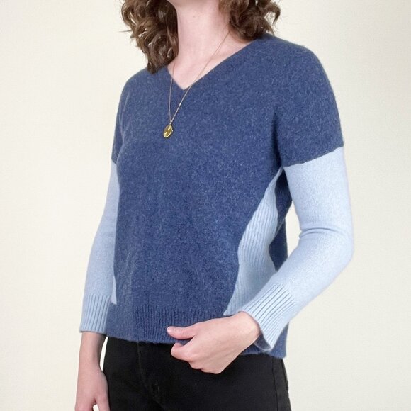 100% Cashmere Sweater Knit Colour Block Frazzled English Women British Eclectic - Picture 3 of 8